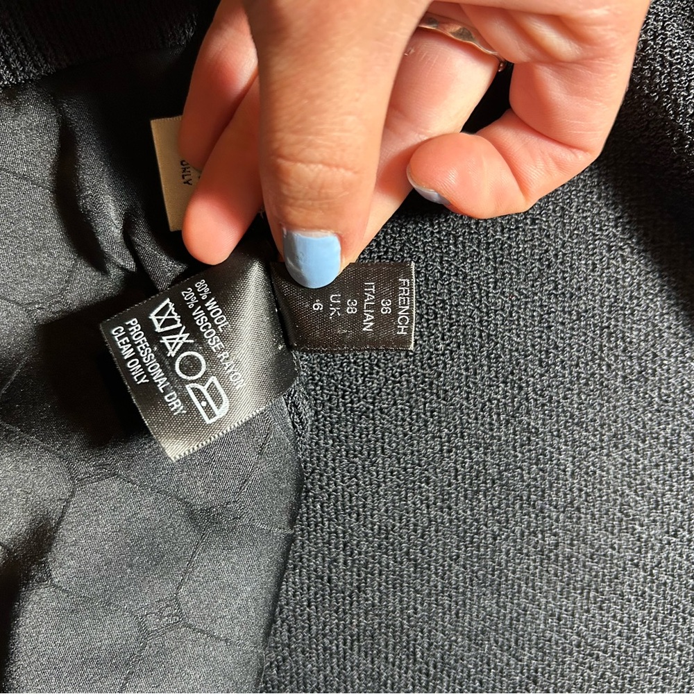 St. John Collection Black Leather Panel Zip Up Sweater - Picture 7 of 7